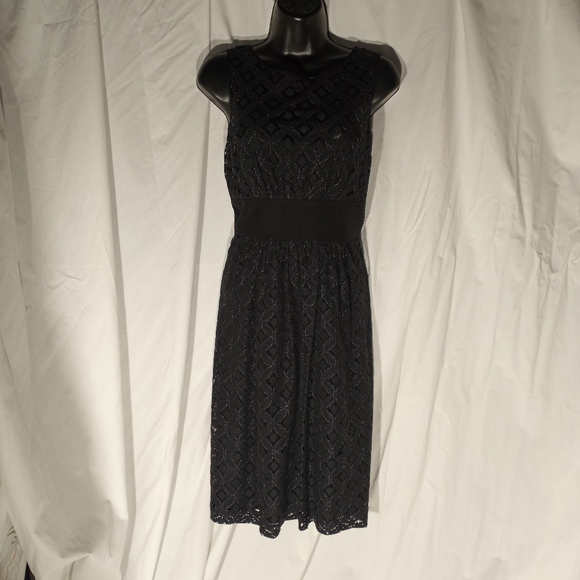 SHOSHANNA Navy & Silver Lace Fit & Flare Dress - Picture 10 of 10